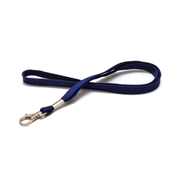 Cordon tour de cou tube 12mm avec crochet bleu foncé x100 1437288