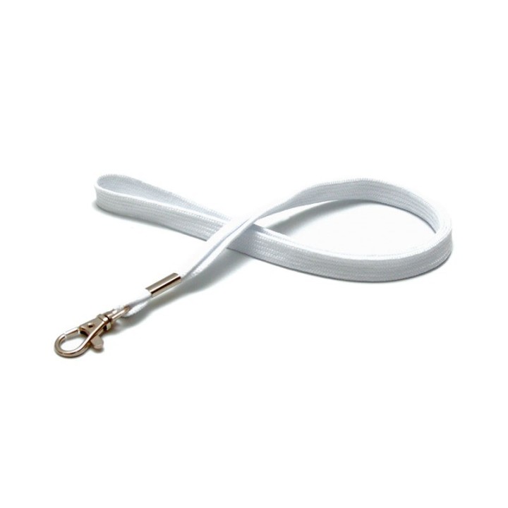 Cordon tour de cou tube 12mm avec crochet blanc x100 1437280