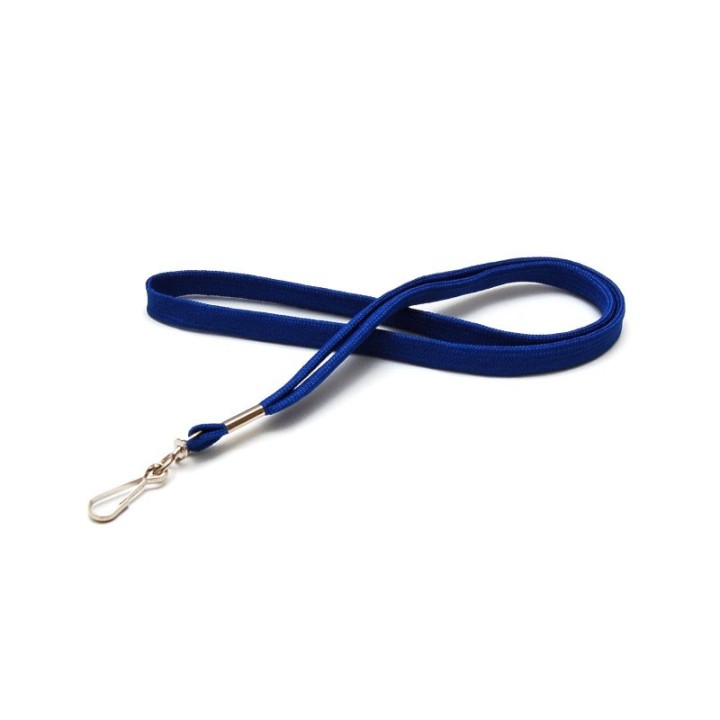 Cordon tour de cou tube 12mm polyester avec mousqueton métal Bleu  x100 1437211