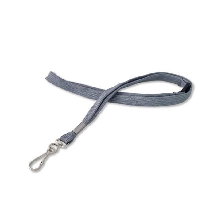 Cordon tour de cou tube 12mm sécurisé avec mousqueton métal Gris x100 1437247