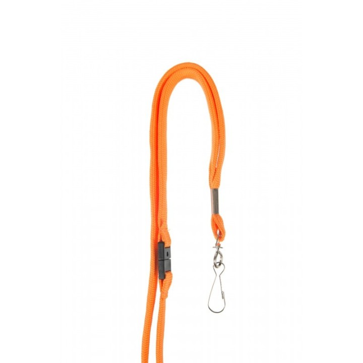 Cordon tour de cou tube 12mm sécurisé avec mousqueton métal Orange x100 1437249