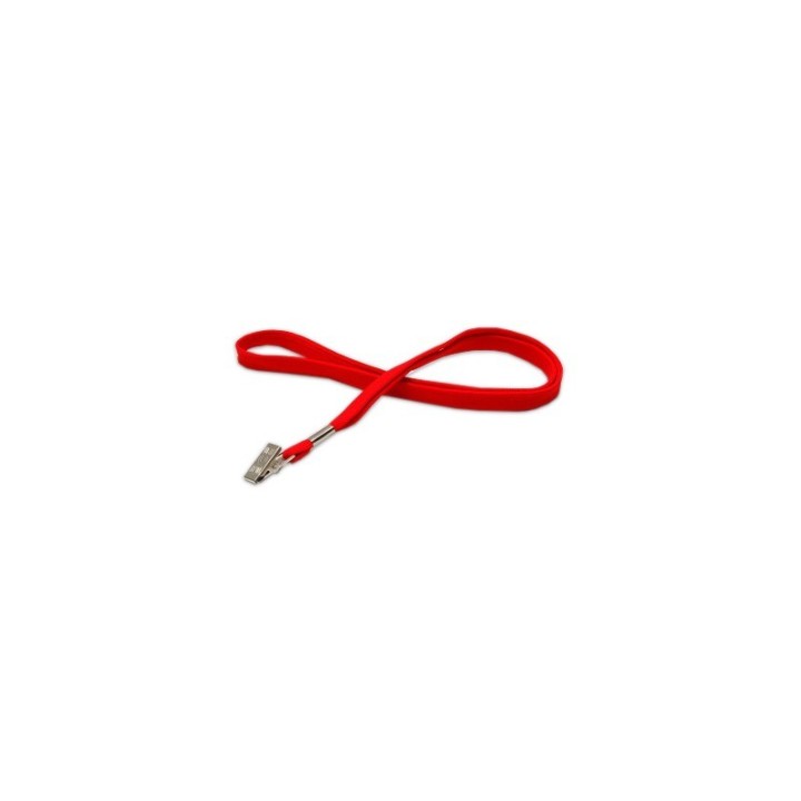 Cordon tour de cou tube 12mm avec pince crocodile rouge x100 1436014