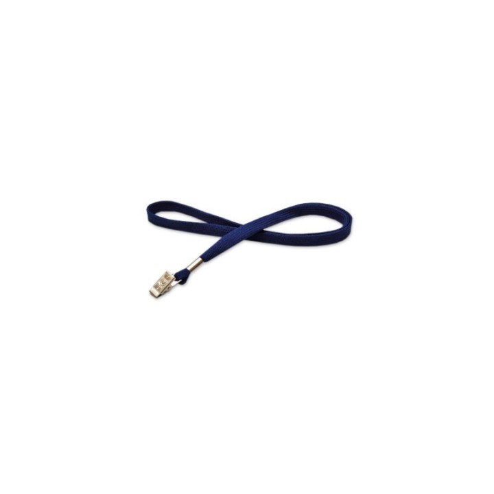 Cordon tour de cou tube 12mm avec pince crocodile bleu foncé x100 1436018