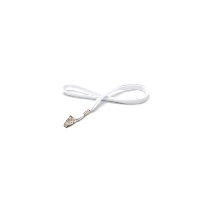Cordon tour de cou tube 12mm avec pince crocodile blanc x100 1436010