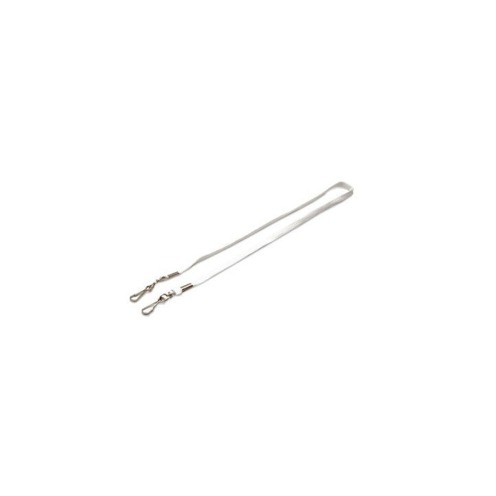 Cordon tour de cou tube 12mm avec double attache crochet métal Blanc X100 1437220