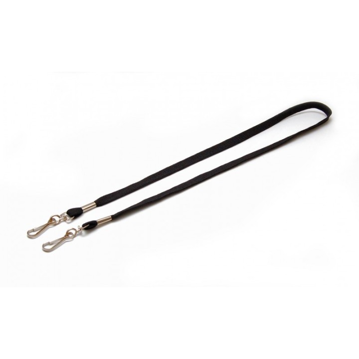 Cordon tour de cou tube 12mm avec double attache crochet métal Noir X100 1437226