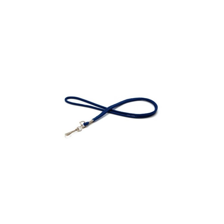 Cordon tour de cou rond 4mm avec mousqueton métal bleu marine 1434018