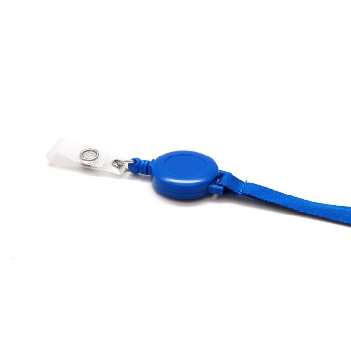 Cordon tour de cou plat 10 mm satiné avec enrouleur attache badge Couleur X 100 1437100