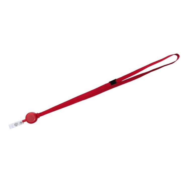 Cordon tour de cou plat 10 mm satiné avec enrouleur attache badge Couleur X 100 1437100