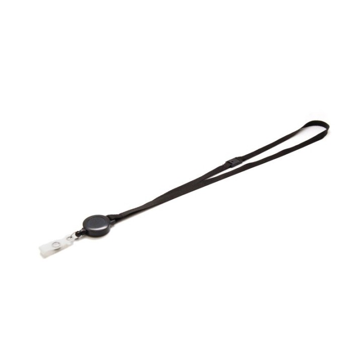 Cordon tour de cou plat 10 mm satiné avec enrouleur attache badge Couleur X 100 1437100