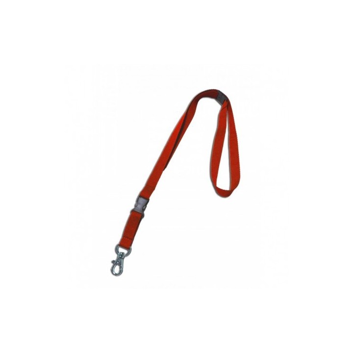 Cordon tour de cou sécurisé en polyester 15 mm boucle détachable et crochet métal Rouge x100 1437374