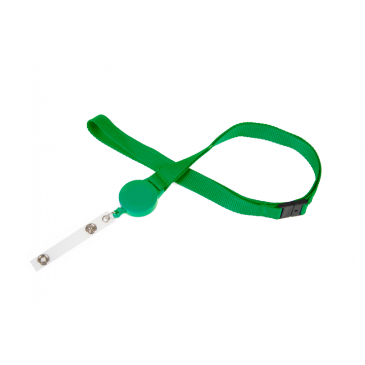 Cordon Tour de cou sécurisé plat 15mm enrouleur badge vert x100 1437132
