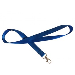Cordon Tour de cou plat satiné en polyester 15 mm bleu crochet métal 1437381