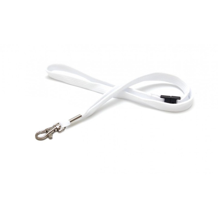 Cordon Tour de cou tube en polyester 12 mm blanc crochet métal x100 1437290