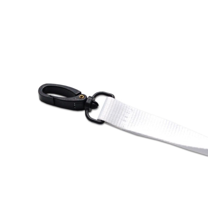 Cordon Tour de cou plat en polyester 15mm mousqueton plastique x 100 1436050 blanc