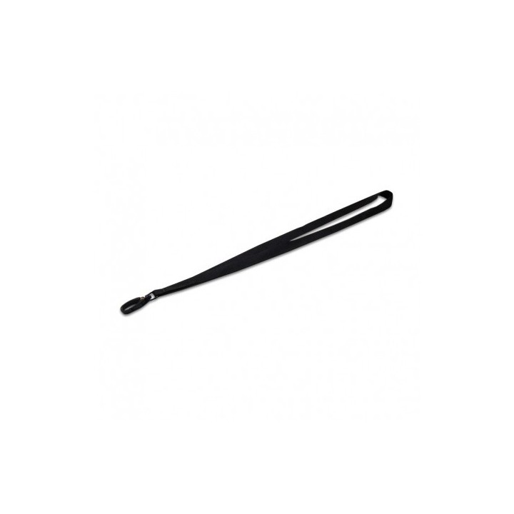 Cordon Tour de cou plat en polyester 15mm mousqueton plastique x 100 1436056 noir