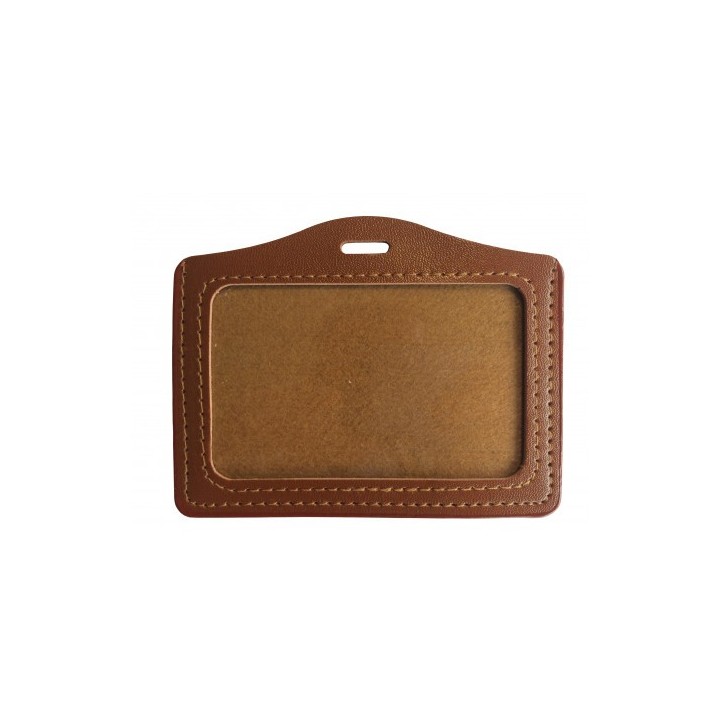Porte-badge rigide aspect cuir horizontal 1 carte CB MARRON 1453262