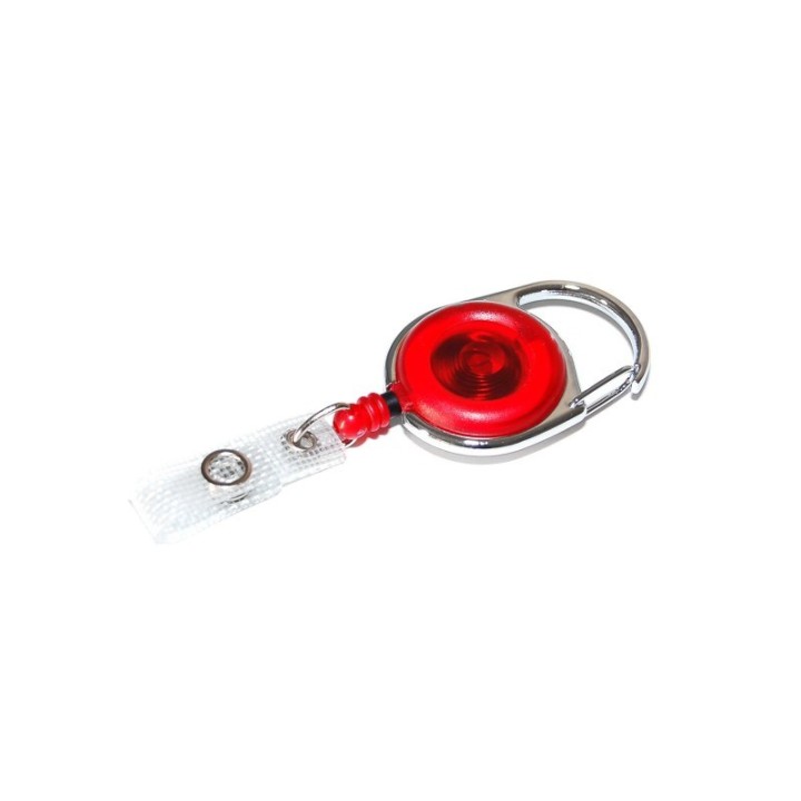 Enrouleur attache badge plastique translucide rond IDS980 x100 1461076 rouge