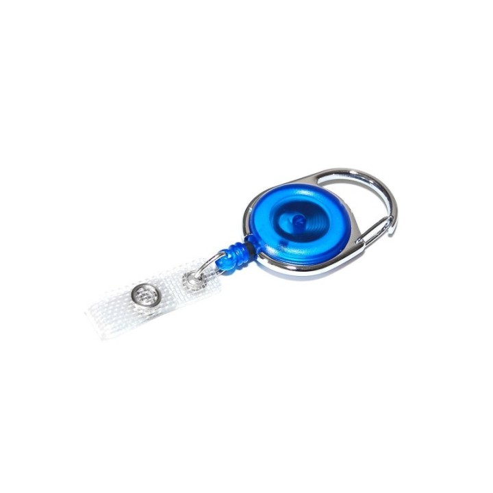 Enrouleur attache badge plastique translucide rond IDS980 x100 1461079 bleu