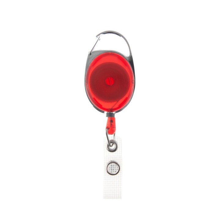 Enrouleur attache badge plastique translucide ovale IDS970 x100 1460076 rouge