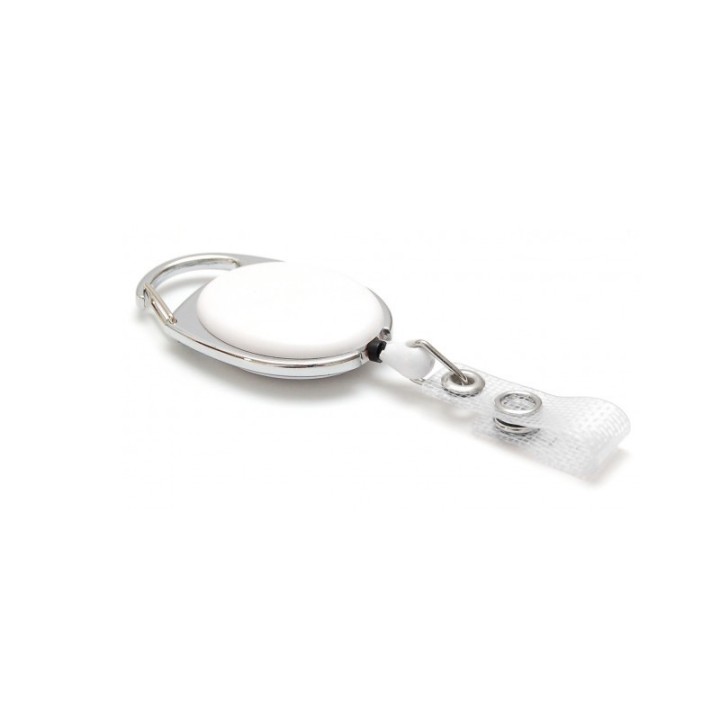 Enrouleur attache badge plastique translucide ovale IDS970 x100 1460071 blanc