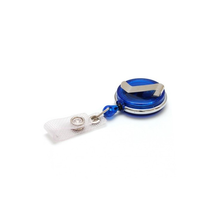 Enrouleur Zip plastique Attache Badge Cercle métal IDS950 x100 1473062 bleu translucide