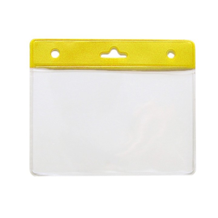 Porte-badge souple vinyle avec bandeau jaune renforcé 1453054