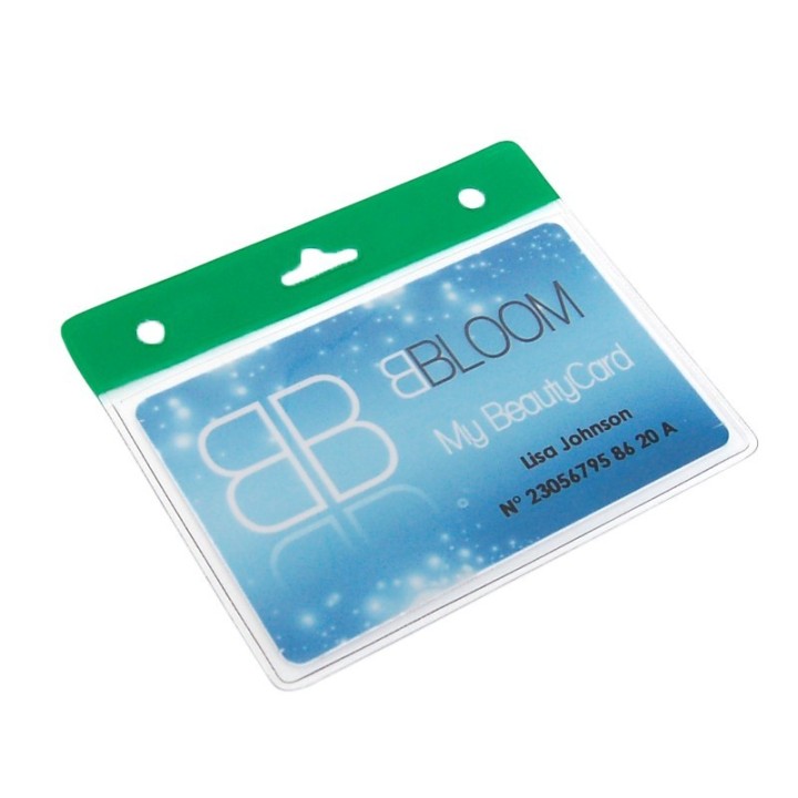 Porte-badge souple vinyle avec bandeau vert renforcé 1453055
