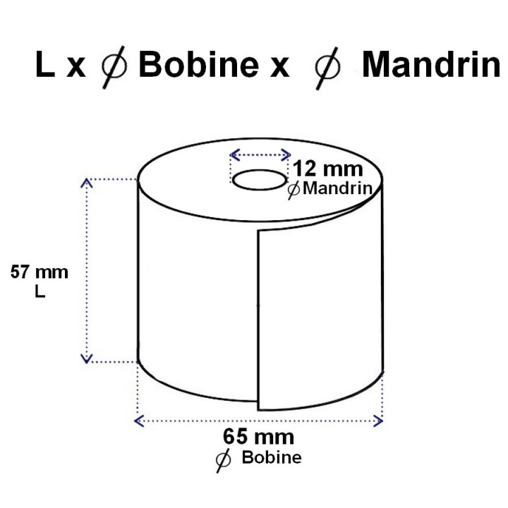 Bobine papier thermique - 46157-30000 - 57x65x12mm  - Althus-office
