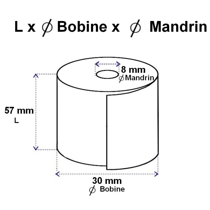 Bobine papier thermique 48g - 56157-00047 - BPA Free - 57x30x8mm  - Althus-office