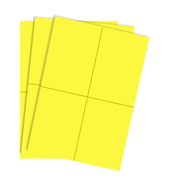 Planche A4 avec 4 étiquettes jaunes 105 x 148,5 mm - Idéale pour une identification claire - Althus-Office