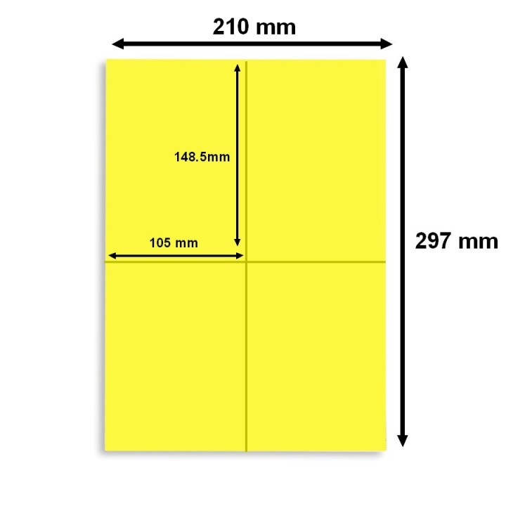 Étiquette jaune 105 x 148,5 mm - Planche A4 avec 4 étiquettes pour un marquage précis - Althus-Office