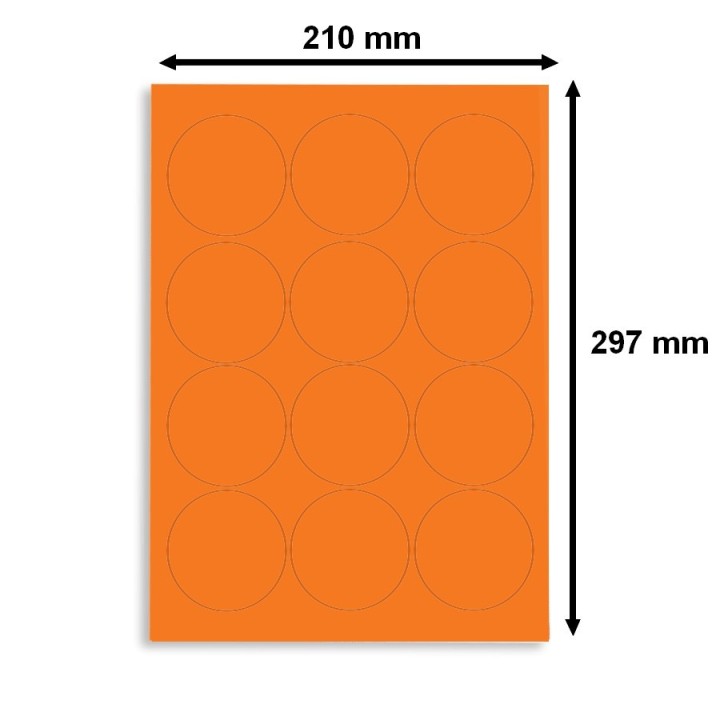 Étiquette en planche A4 ronde, coloris orange fluo Par lot de 10 - 4032X10 - Disponible chez Althus-Office