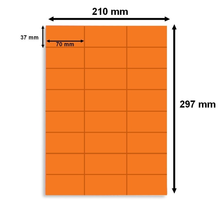 Étiquette 70 x 37 mm en planche A4, coloris jaune fluo. LOT DE 10 BOITES - 3389X10 - Disponible chez Althus-Office