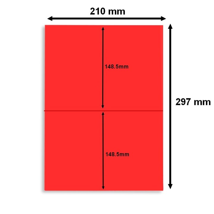Étiquette rouge fluo 210 x 148,5 mm - Planche A4 avec 2 étiquettes pour un marquage net - Althus-Office