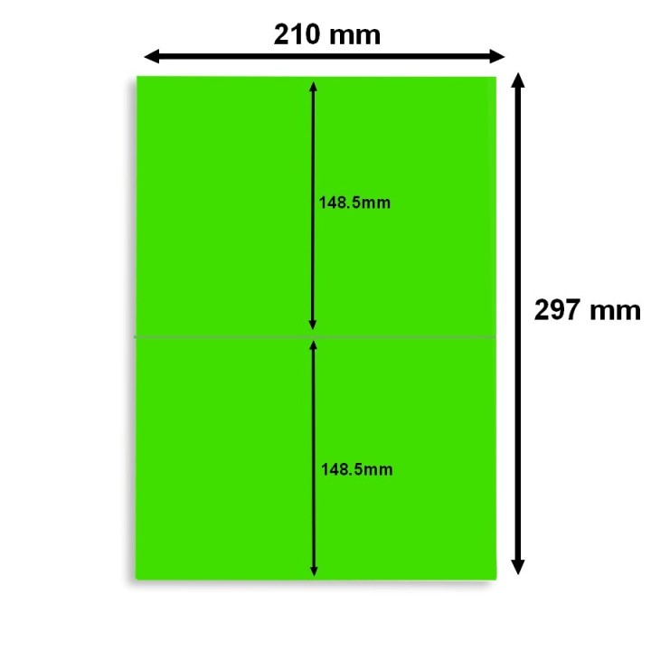 Étiquette vert fluo 210 x 148,5 mm - Planche A4 avec 2 étiquettes pour un marquage net - Althus-Office