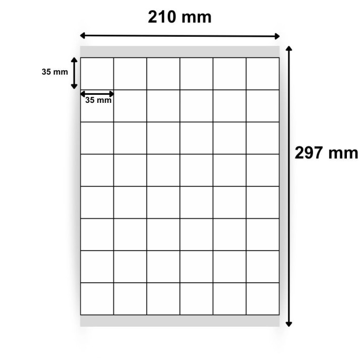 Planche d’étiquettes autocollantes 35 x 35mm - 200 feuilles par boîte - Commandez maintenant sur Althus-Office