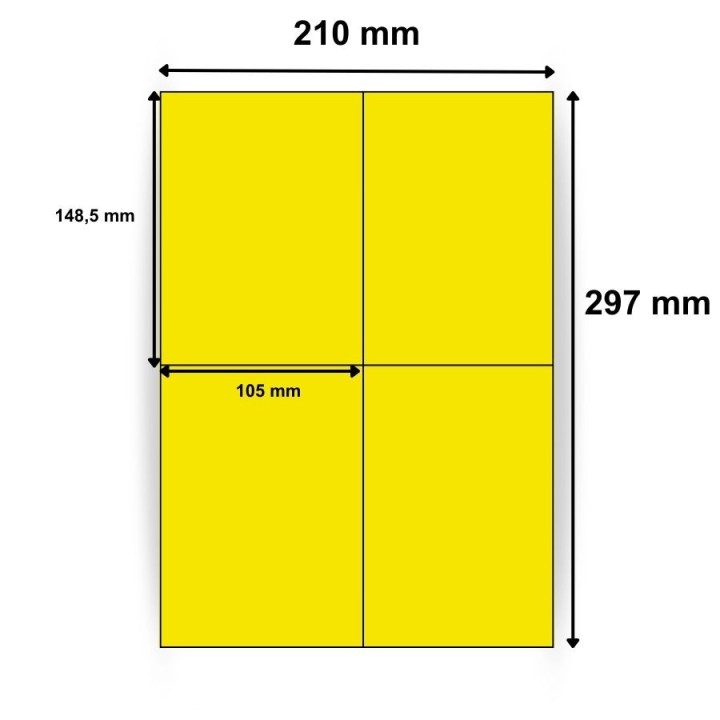 Étiquettes en papier vélin jaune  105 x 148,5 mm - 100  planches par boîte - Trouvez sur Althus-Office