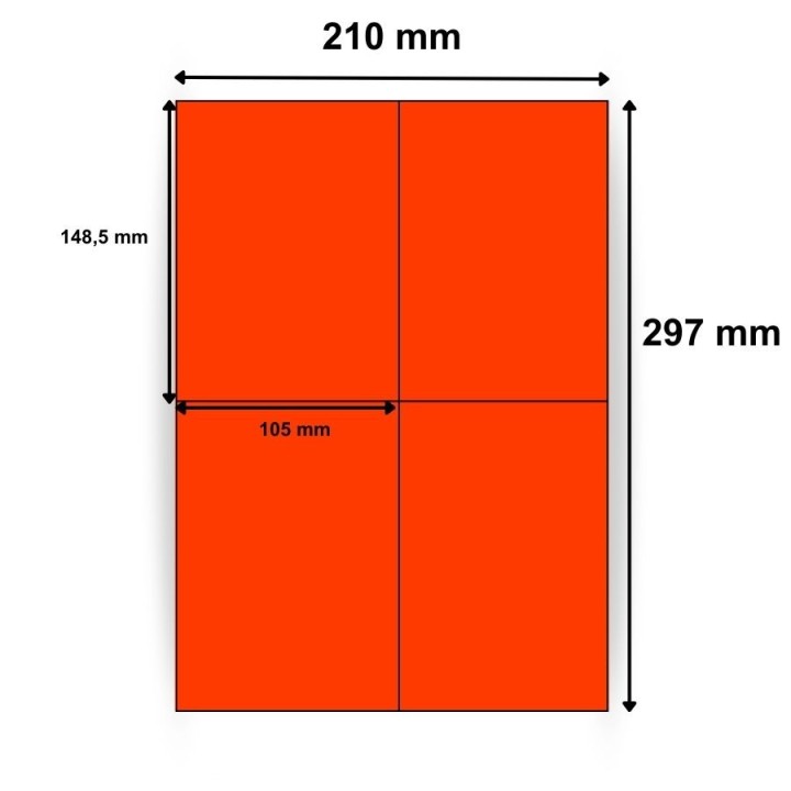 Étiquettes en papier vélin orange105 x 148,5 mm - 100  planches par boîte - Trouvez sur Althus-Office