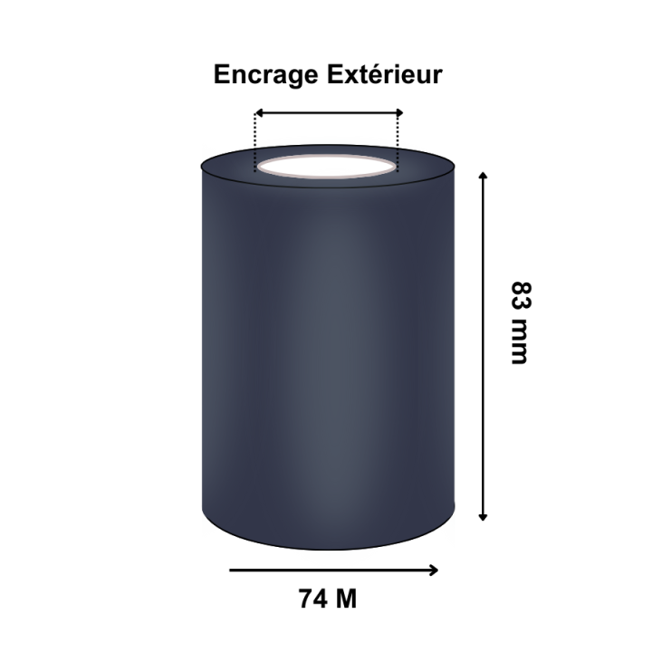Ruban Transfert Thermique CIRE 83mmx74M AWX FH T47333IO (Ancienne Réf :  T47333ZA)