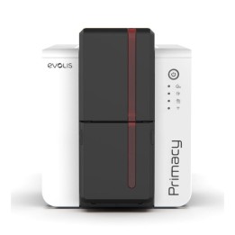 Vue de face de l'imprimante EVOLIS PRIMACY 2 avec l'option écran LCD, Disponible chez Althus-Office