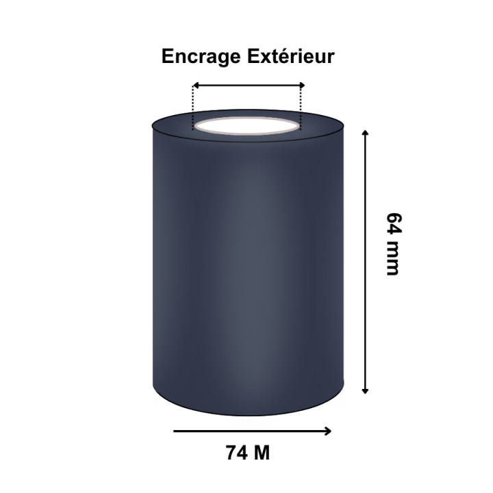 Ruban Transfert Thermique 64mmx74m ZEBRA Cire2300 02300GS06407