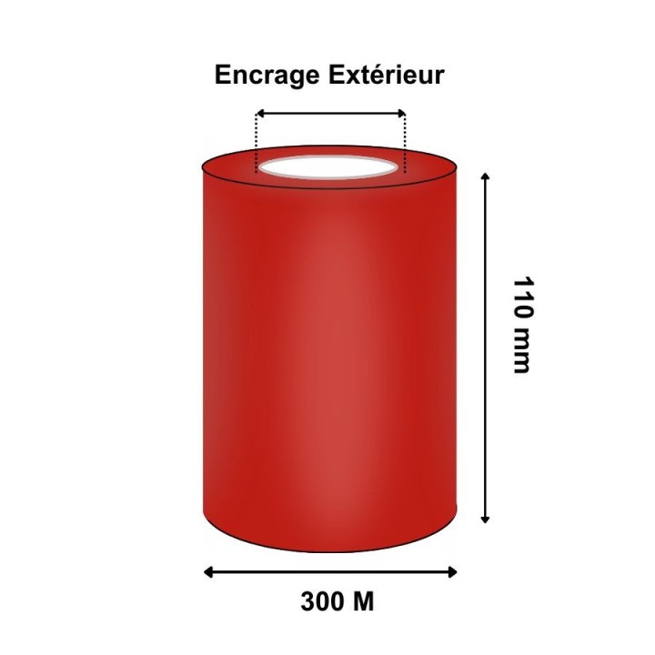 Ruban Transfert Thermique 110mmx300m Rouge AWR458 T64176IO (Ancienne Réf : T20017)