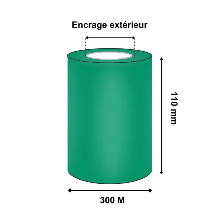 Ruban Transfert Thermique 110mmx300m Vert APR559 T64209IO (Ancienne Réf :T20077)