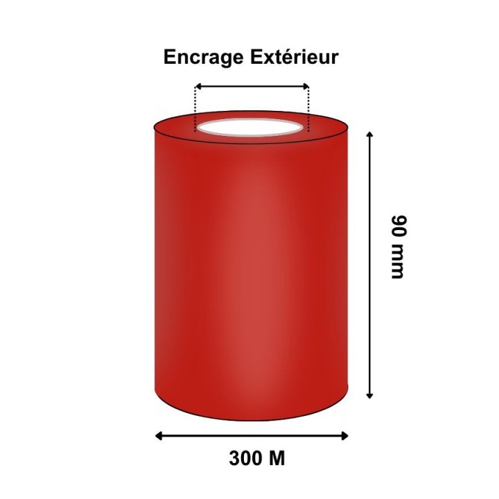 Ruban Transfert Thermique 90mmx300m Rouge AXR600R T64214IO (Ancienne Réf : T20117)