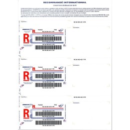Bordereaux Recommandés A4 Internationaux Sans Accusé de réception et avec code-barre 3308