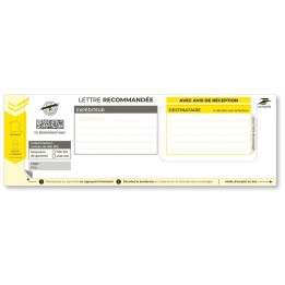 Bordereaux Recommandés manuels nationaux avec accusé de réception et preuve de dépôt 13452