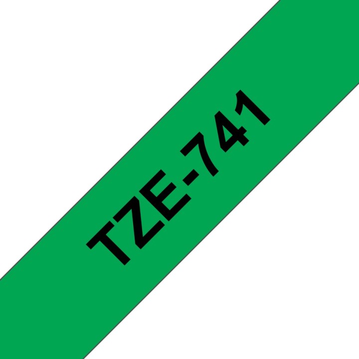 Ruban Brother TZe pour P-touch 18 mm de large, noir sur vert, 8 m
