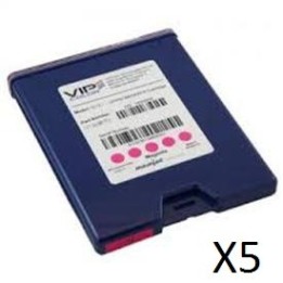 Cartouche Rouge (Magenta) VP700 VIPColor Lot De 5 - Réf: VP-700-AS08A