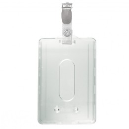 Porte-badge rigide vertical 1carte avec clip métal 1456603
